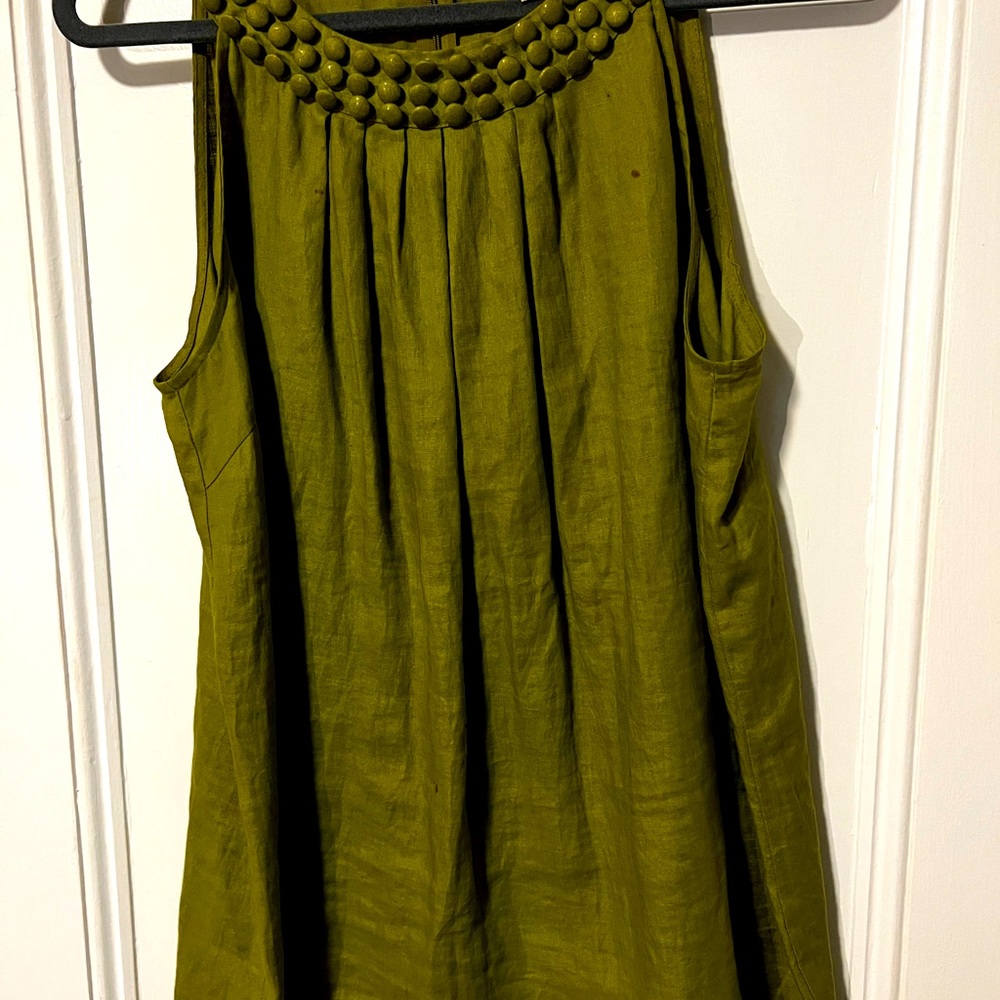 Linen beaded scoop neck sleeveless top